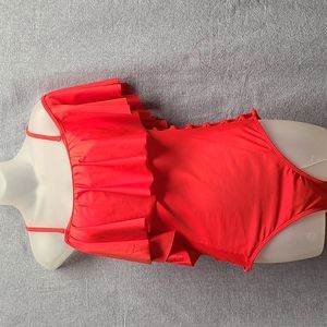 Holipick 1 pc. Red Off Shoulder Swimsuit With Lattice Side Opening NWT (…